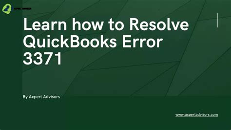 PPT Learn How To Resolve QuickBooks Error 3371 PowerPoint