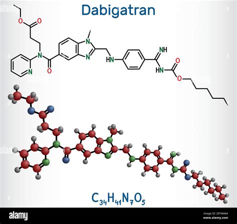 Dabigatran Molecule It Is Anticoagulant Medication Structural Chemical Formula And Molecule