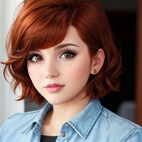 Year Old Woman Reddish Brown Hair Cut Short Lar