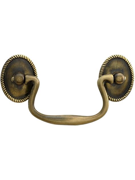 Swan Neck Solid Brass Bail Pull In Antique By Hand Inch Center To