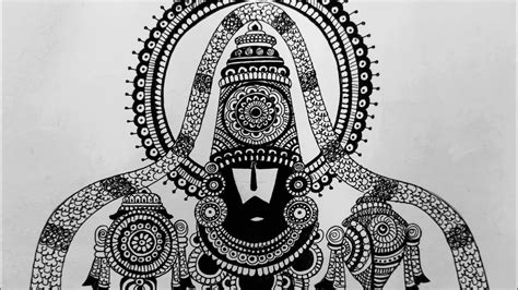 Lord Balaji Venkateswara Drawing Using Black Gel Pen Youtube