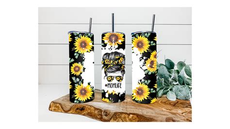 Sunflower Mom Life Mom 20oz Tumbler Sublimation Transfer Print Ready