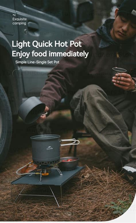 Naturehike Fast Heating 2 In 1 Camping Pot Set 1 2 1 8L Hard Aluminum