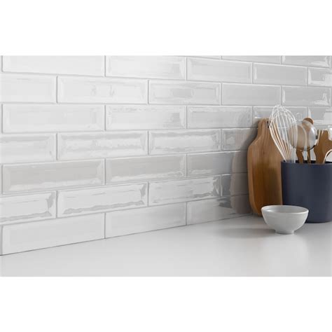 Emser Raku White 3 In X 12 In Glossy Ceramic Brick Look Wall Tile 605