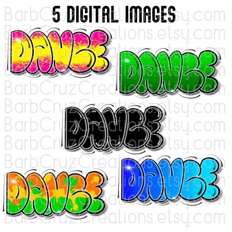 Dance, Airbrushed, Bubble Letters, Dance Airbrush, Digital Download ...