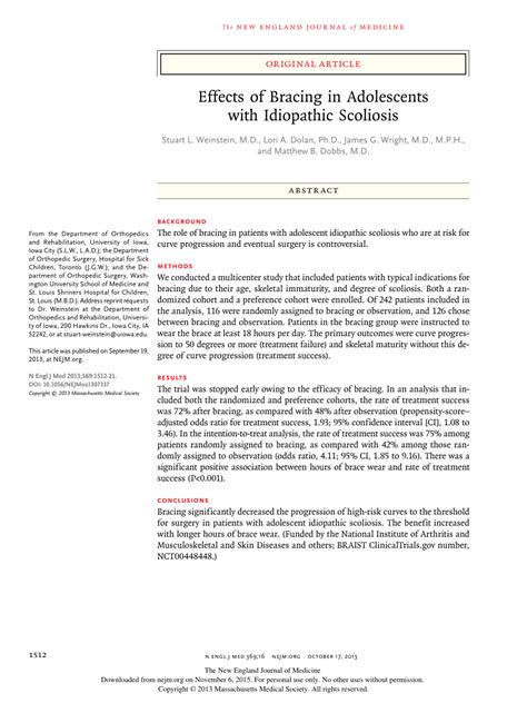 Pdf Effects Of Bracing In Adolescents With Idiopathic Scoliosis Reply