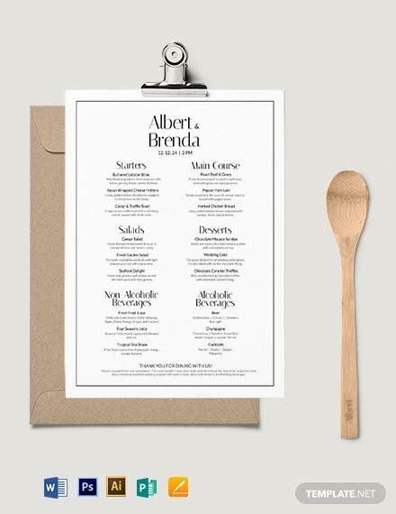 FREE 42+ Wedding Menu Templates in PDF | PSD | MS Word | AI | EPS