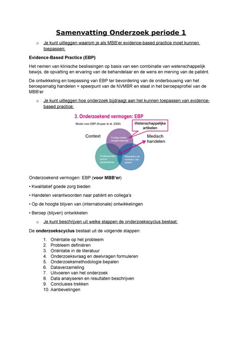 Samenvatting Periode Onderzoek Samenvatting Onderzoek Periode O