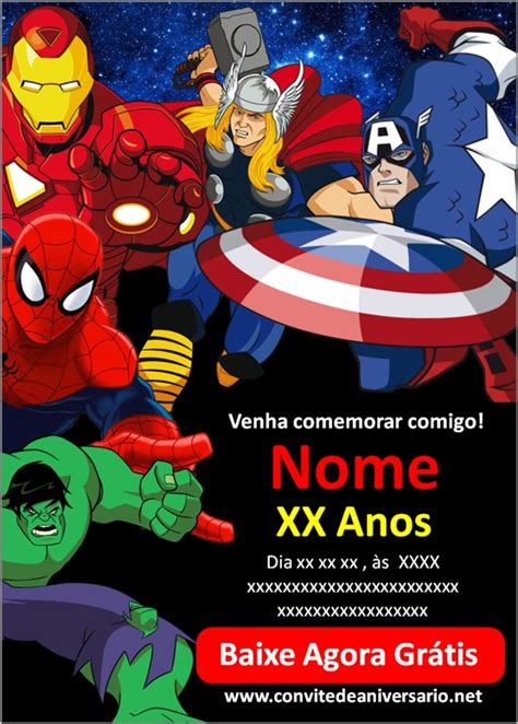 Convite Vingadores Convites