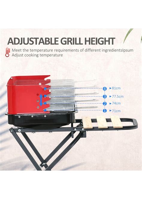 Outsunny Foldable Charcoal Barbecue Grill With Wheels Cm X Cm X