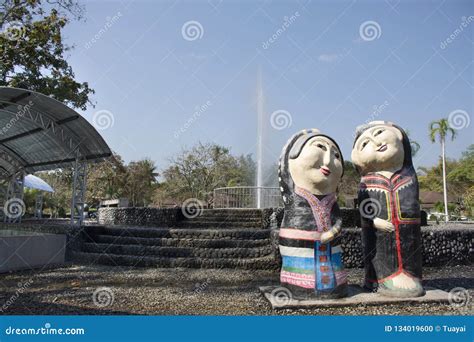 Cartoon Human Statue Symbol Of Pa Tueng Hot Spring At Mae Chan In Chiang Rai Thailand Editorial