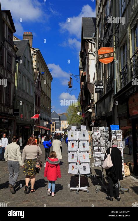 Gros Horloge Street Old Town Rouen Normandy France Europe Stock