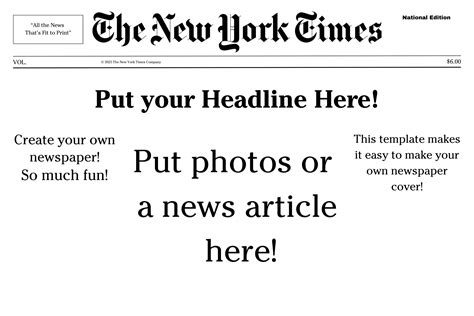 Custom New York Times Newspaper Template Etsy