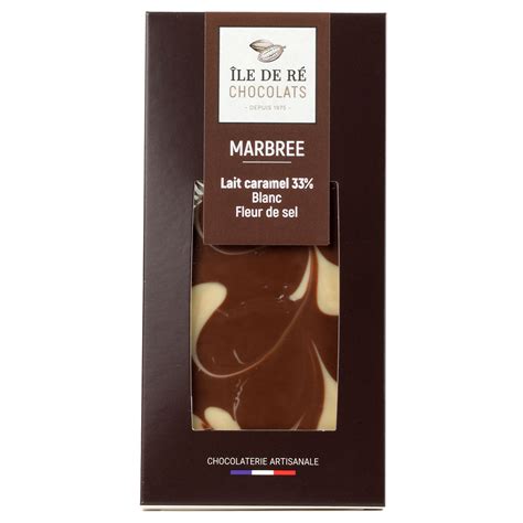 Tablette de Chocolat Lait Caramel 33 Marbrée Blanc Fleur de Sel ILE