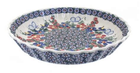 Blue Rose Polish Pottery Garden Butterfly Pie Plate 1 Kroger