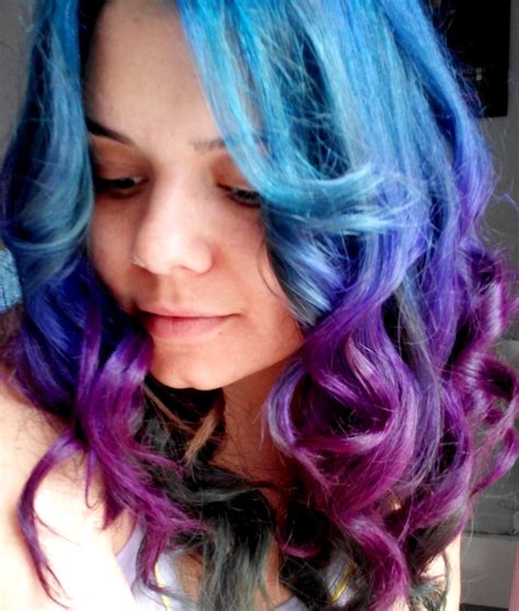 Blue Purple Green Gradient Hair Done With Pravana And Directions Hair