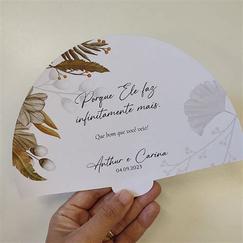 Leque Personalizado Casamento Ventarola Boho Chic Bellagi Convites