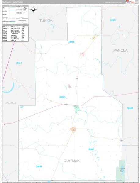 Quitman County, MS Zip Code Map - Premium