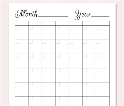 BLANK Calendar Planner Printable PDF Undated Perpetual - Etsy