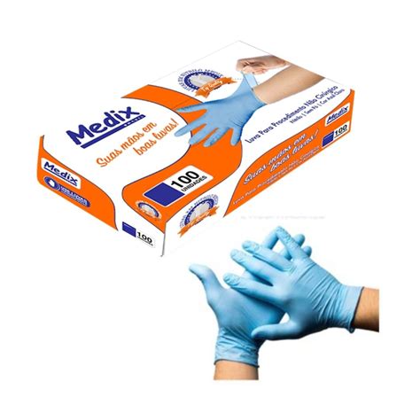 Luva Nitrilica P Medix C 100 Azul S po Papel Plástico Cia