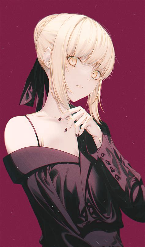 The Big Imageboard Tbib 1girl Artoria Pendragon Fate Black Bow Black Dress Blonde Hair Bow