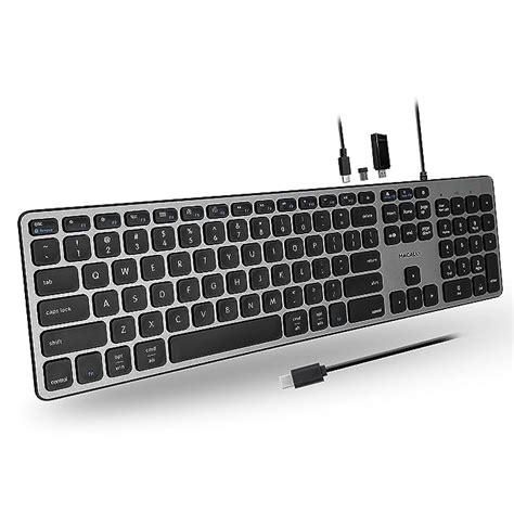 Buy Macally Wired Usb C Keyboard With Usb Ports Connect 3 Additional Devices 2x Usb A 1x