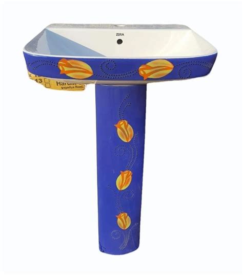 Zera Blue Ceramic Padestal Wash Basin At Best Price In Thangadh