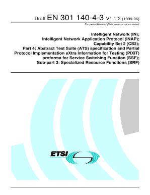 Fillable Online Etsi EN 301 140 04 03 V01 01 02 Intelligent Network