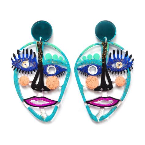 Abstract Art Earring Face Earring Statement Earring Laser Cut Earring