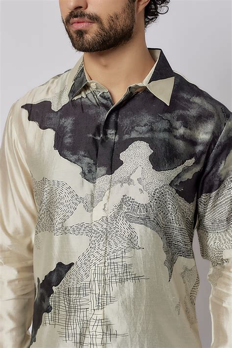 Ivory Silk Printed Shirt Design By Countrymade At Pernia S Pop Up Shop 2024