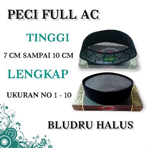 Jual Peci Songkok Kopiah Full Ac Hitam An Nisa Bludru Halus Tinggi Cm