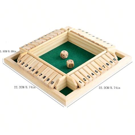 Four Sided Numbers Shut The Box Board Game Wooden Flaps Dice Set