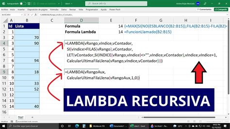 Función LAMBDA Recursiva para Calcular la Posición de la Ultima Fila