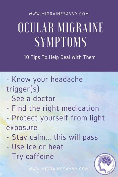 Ocular Migraine Symptom Relief Tips @migrainesavvy Ocular Migraine ...