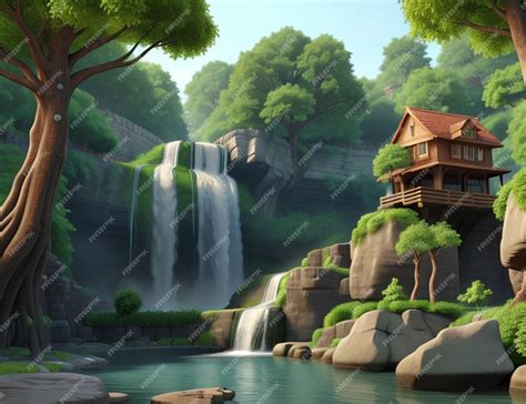 Premium Photo | 3d animation waterfall of wallpaper