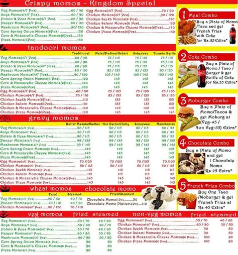 Momos Kingdom Menu Menu For Momos Kingdom Krishna Nagar New Delhi