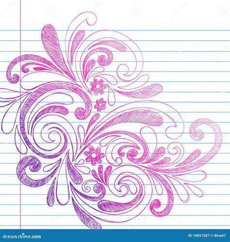 Sketchy Notebook Doodles On Lined Paper Vector Royalty Free Stock Photography - Image: 10697587