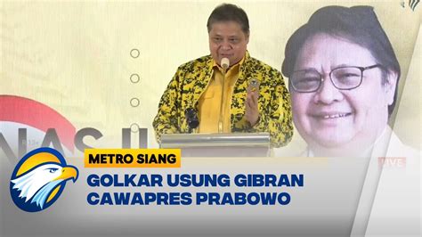 Airlangga Ketum Golkar Ketok Palu Usung Gibran Cawapres Prabowo YouTube