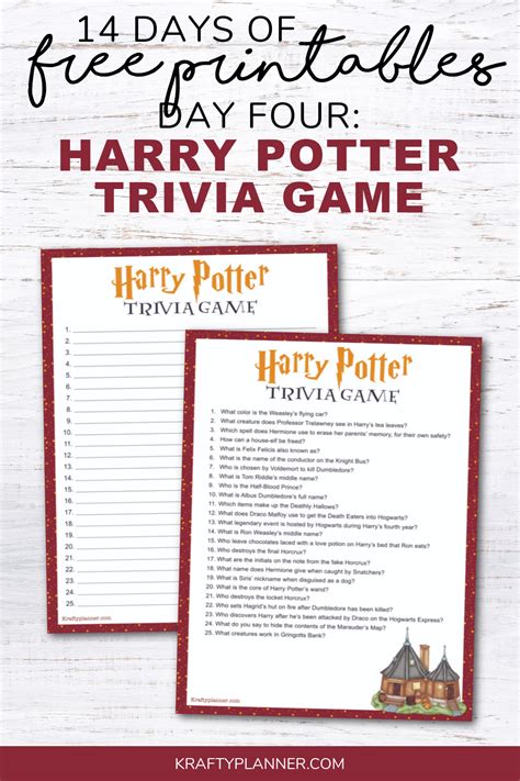 DAY 4: Free Printable Harry Potter Trivia Game — Krafty Planner