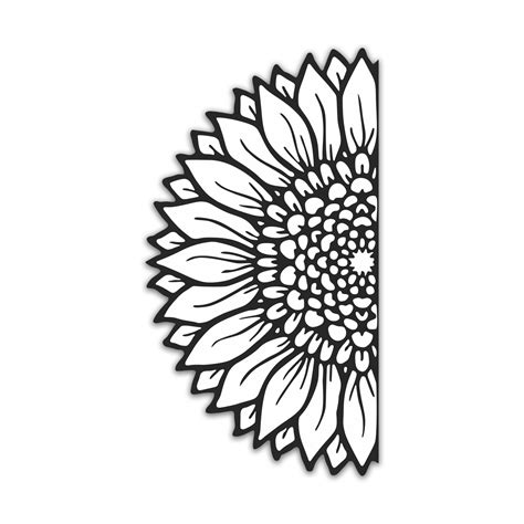 Half Sunflower Black & White Precision Cut Decal