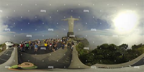 360° View Of Christ The Redeemer Monument In Fog In Rio De Janeiro