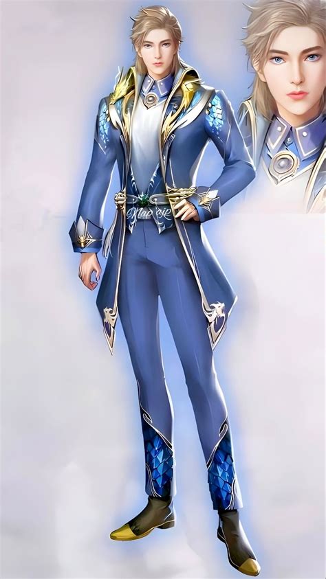 An Image Of A Woman In Blue And Gold Outfit With Her Hands On Her Hips