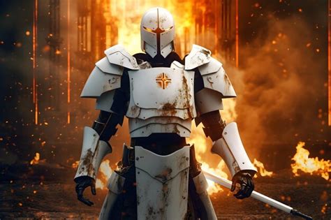 Premium Photo Holy Knight Templar Warrior Robot Generative Ai