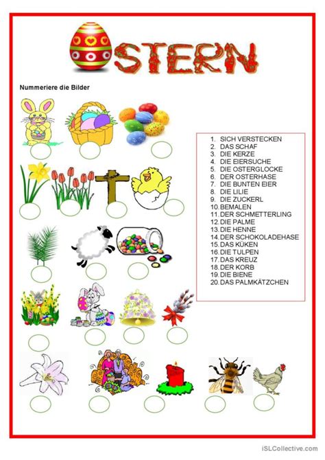 Ostern aufwärm un Deutsch DAF Arbeitsblätter pdf doc