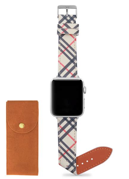 кожаные ремешки для Apple watch 42мм 44мм 45мм Белая полосатая клетка ...