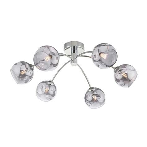 Izzy Light G Polished Chrome Semi Flush Ceiling Light C W Smoked