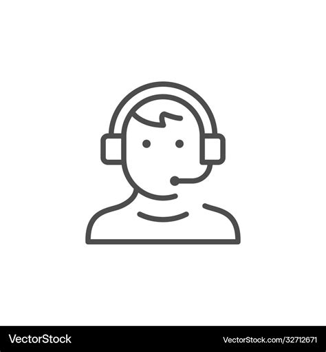 Call Center Operator Line Icon Royalty Free Vector Image