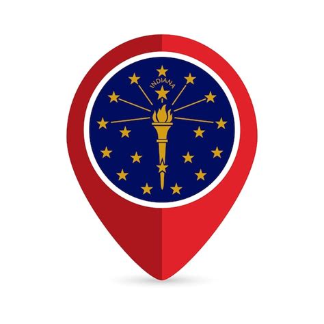 Premium Vector Map Pointer With Flag Indiana State Vector Illustration