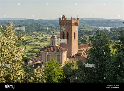 San Miniato town: panoramic view, bell tower of the Duomo cathedral ...