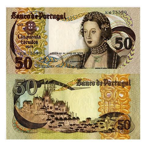 1968 Banknote 50 Escudos Portugal Infanta Dona Maria P174a UNC